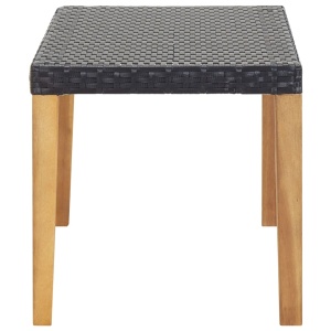 Bancă de grădină, negru, 120 cm, poliratan și lemn de acacia - Img 3