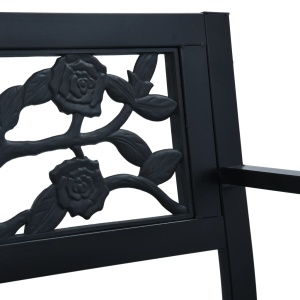 Bancă de grădină, negru, 125 cm, oțel - Img 7