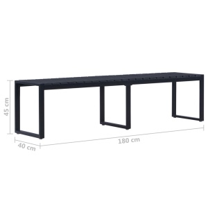 Bancă de grădină, negru, 180 cm, placă PS - Img 5