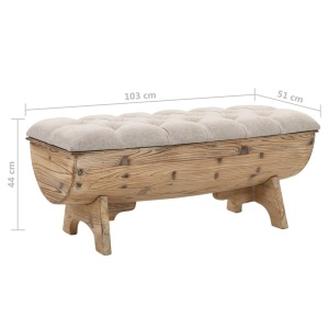 Bancă depozitare, Lemn masiv și material textil 103x51x44 cm - Img 7