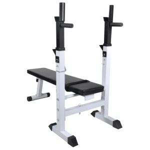 Bancă fitness cu rastel greutăți, set haltere/gantere, 120 kg - Img 3