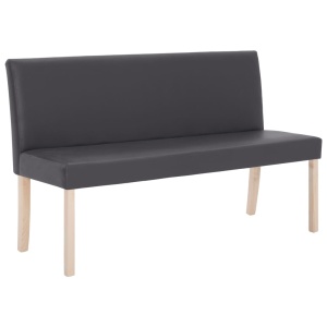 Bancă, gri, 139,5 cm, piele ecologică - Img 2