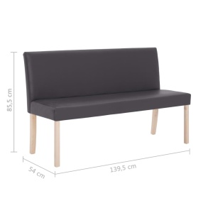 Bancă, gri, 139,5 cm, piele ecologică - Img 7