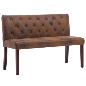 Bancă, maro, 120 cm, velur ecologic - Img 2