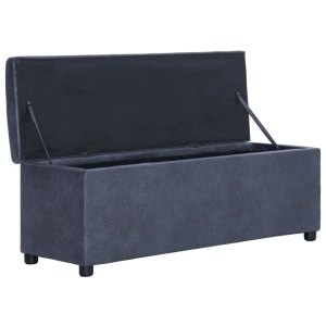 Banchetă cu depozitare, gri, 116 cm, piele intoarsă ecologică - Img 5