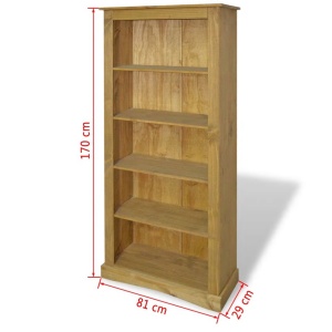 Bibliotecă 5 rafturi, pin mexican, stil Corona 81 x 29 x 170 cm - Img 4