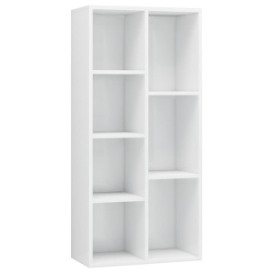 Bibliotecă, alb extralucios, 50 x 25 x 106 cm, PAL - Img 2