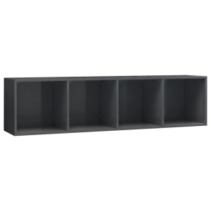 Bibliotecă/Comodă TV, gri extralucios, 143 x 30 x 36 cm - Img 2
