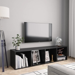 Bibliotecă/Comodă TV, negru, 143 x 30 x 36 cm