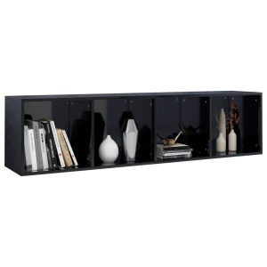 Bibliotecă/Comodă TV, negru lucios, 36 x 30 x 143 cm, PAL - Img 8