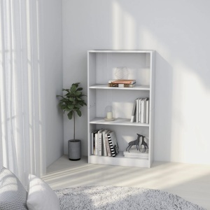 Bibliotecă cu 3 rafturi, alb extralucios, 60 x 24 x 108 cm, PAL