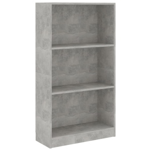 Bibliotecă cu 3 rafturi, gri beton, 60 x 24 x 108 cm, PAL - Img 2