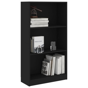 Bibliotecă cu 3 rafturi, negru, 60 x 24 x 108 cm, PAL - Img 3
