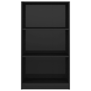 Bibliotecă cu 3 rafturi, negru extralucios, 60x24x108 cm, PAL - Img 4