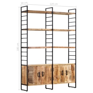 Bibliotecă cu 4 rafturi, 124x30x180 cm, lemn de mango nefinisat - Img 12