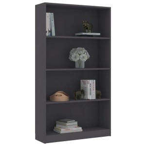 Bibliotecă cu 4 rafturi, gri, 80 x 24 x 142 cm, PAL - Img 3
