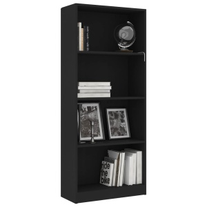 Bibliotecă cu 4 rafturi, negru, 60 x 24 x 142 cm, PAL - Img 3
