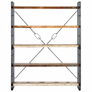 Bibliotecă cu 5 rafturi, 140 x 30 x 180 cm, lemn masiv reciclat - Img 2