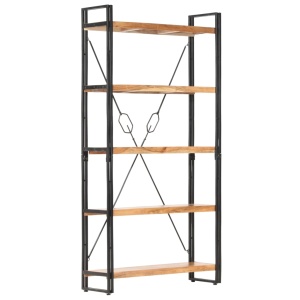 Bibliotecă cu 5 rafturi, 90 x 30 x 180 cm, lemn masiv de acacia - Img 9