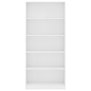 Bibliotecă cu 5 rafturi, alb, 80 x 24 x 175 cm, PAL - Img 4
