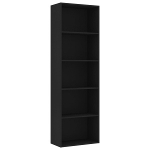 Bibliotecă cu 5 rafturi, negru, 60 x 30 x 189 cm, PAL - Img 2