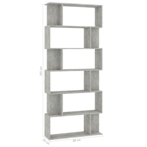 Bibliotecă/Separator cameră, gri beton, 80 x 24 x 192 cm, PAL - Img 6