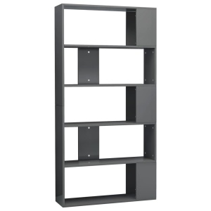 Bibliotecă/Separator cameră gri extralucios 80x24x159 cm PAL - Img 2