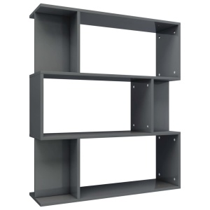 Bibliotecă/Separator cameră, gri foarte lucios, 80x24x96 cm PAL - Img 2