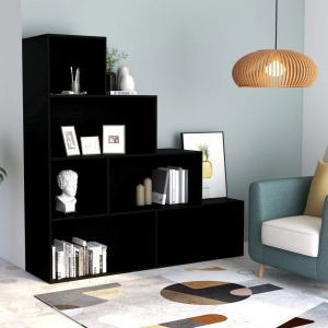 Bibliotecă/Separator cameră, negru, 155x24x160 cm, PAL