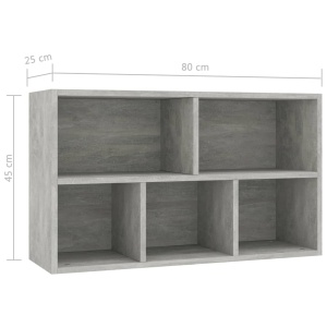 Bibliotecă/Servantă, gri beton, 45 x 25 x 80 cm, PAL - Img 11