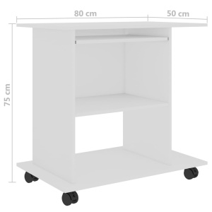 Birou de calculator, alb, 80 x 50 x 75 cm, PAL - Img 5