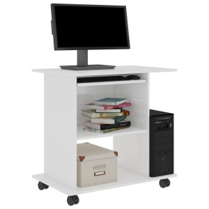 Birou de calculator, alb extralucios, 80 x 50 x 75 cm, PAL - Img 3