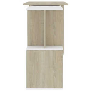 Birou de colț, alb și stejar Sonoma, 200 x 50 x 76 cm, PAL - Img 5