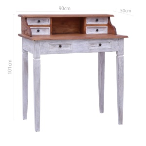 Birou de scris cu sertare, 90x50x101 cm, lemn masiv reciclat - Img 7