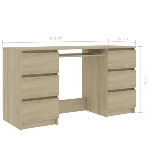 Birou de scris, stejar Sonoma, 140 x 50 x 77 cm, PAL - Img 5