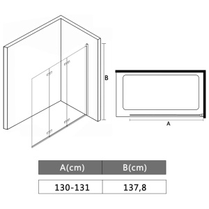 Cabină de duș pliabilă, 3 panouri, 130 x 138 cm, ESG - Img 7