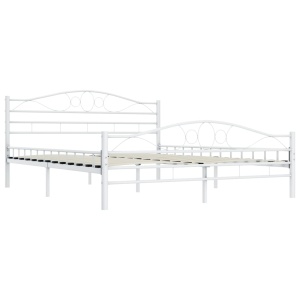 Cadru de pat, alb, 200 x 200 cm, metal - Img 2