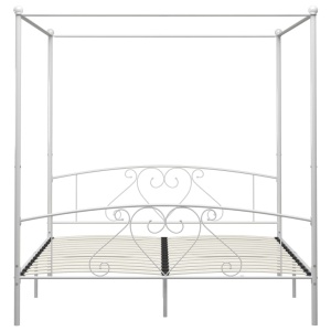 Cadru de pat cu baldachin, alb, 180 x 200 cm, metal - Img 3