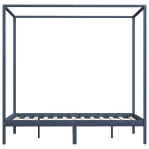 Cadru de pat cu baldachin, gri, 120x200 cm, lemn masiv de pin - Img 3