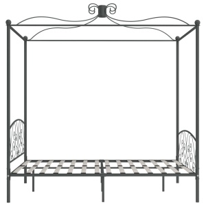 Cadru de pat cu baldachin, gri, 160 x 200 cm, metal - Img 4