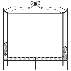 Cadru de pat cu baldachin, negru, 90 x 200 cm, metal - Img 4