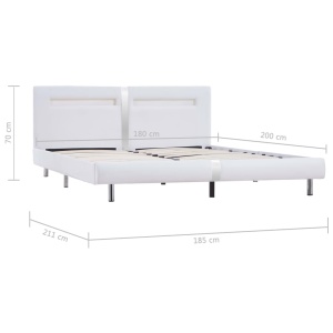 Cadru de pat cu LED, alb, 180 x 200 cm, piele artificială - Img 7