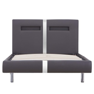 Cadru de pat cu LED, gri, 90 x 200 cm, piele artificială - Img 4