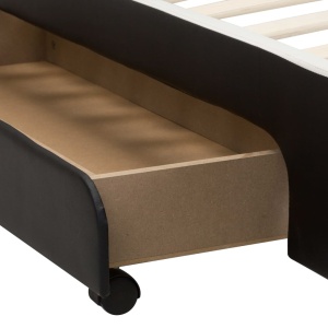 Cadru de pat cu LED, negru, 90 x 200 cm, piele ecologică - Img 6