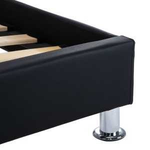 Cadru de pat cu LED, negru, 90 x 200 cm, piele ecologică - Img 5