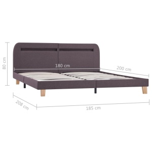 Cadru de pat cu LED-uri, gri taupe, 180x200cm, material textil - Img 6