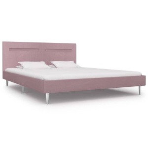 Cadru de pat cu LED-uri, roz, 180 x 200 cm, material textil - Img 2
