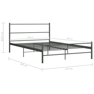 Cadru de pat, gri, 140 x 200 cm, metal - Img 6
