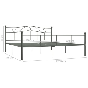 Cadru de pat, gri, 180 x 200 cm, metal - Img 5