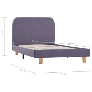 Cadru de pat, gri deschis, 90 x 200 cm, material textil - Img 5